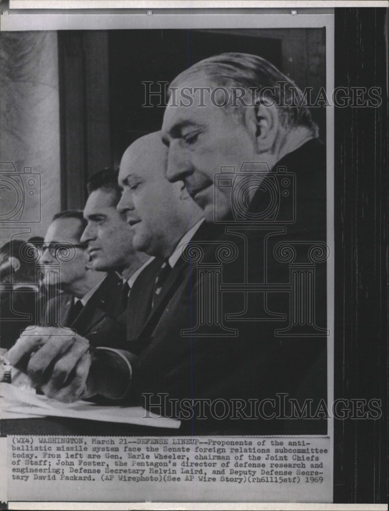 1969 Press Photo John Foster Melvin Laird David Packard Anti Ballistic missile - Historic Images