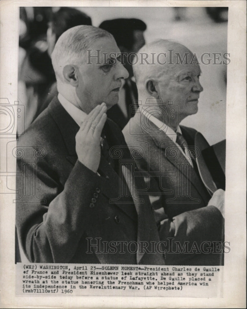 1960 Press Photo  French Pres. Charles de Gaulle &amp; US Pres Eisenhower - Historic Images