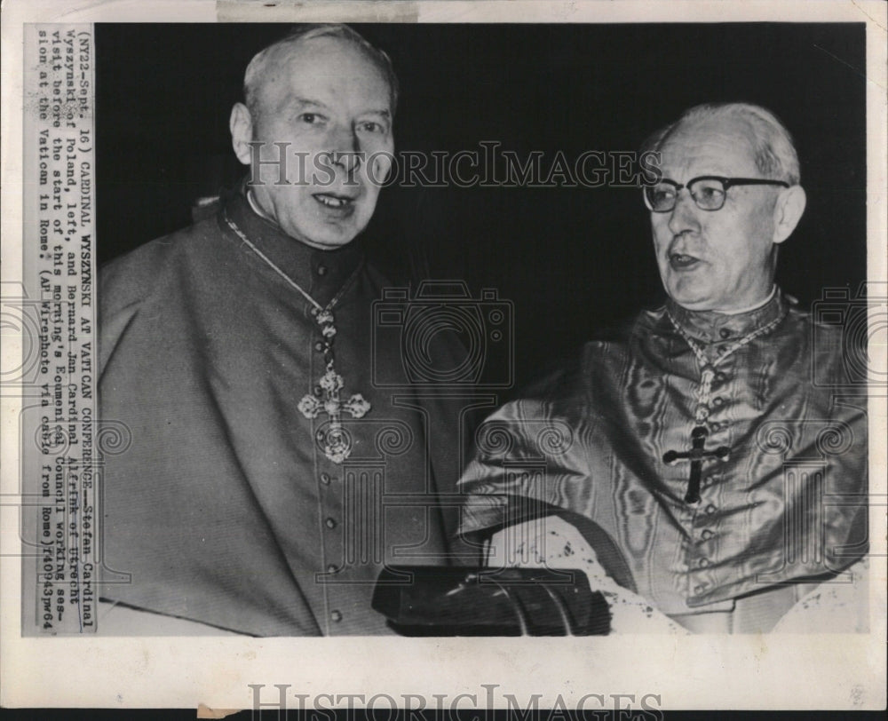 1964 Press Photo Stefan Cardinal Wyzynski, Poland &amp; B Jan Cardinal Alfrink - Historic Images