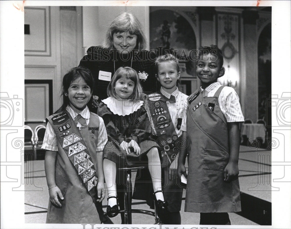 1992 Girl scout T Gamboa,D de Hoyos,G Carlson,t Barnabee,T Bailey - Historic Images