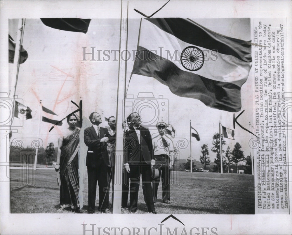 1974 Press Photo India&#39;s Flag raised at United Nations Dr. P.P. Pillai - Historic Images