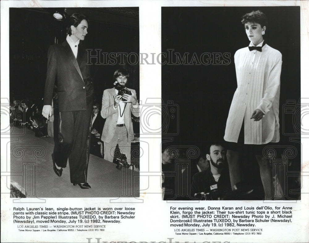 1982 Ralph Lauren's Tuxedo, Anne Klein in Tux Shirt and Skirt-Historic Images