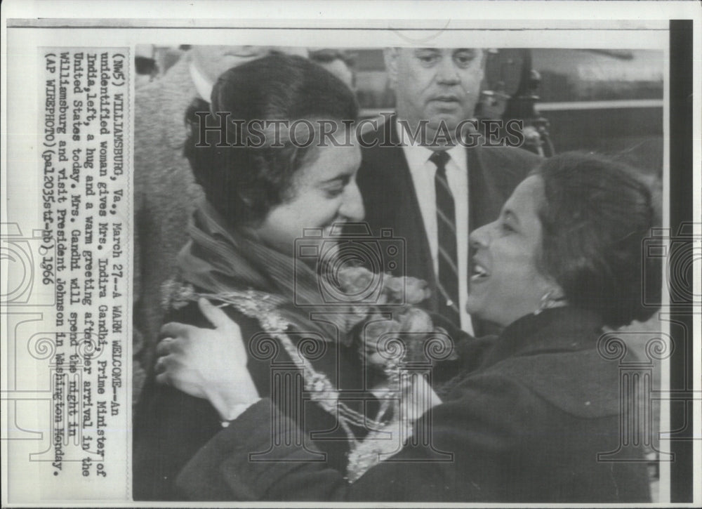 1966 Press Photo Mrs. Indira Gandhi, Prime Minister of India - Historic Images