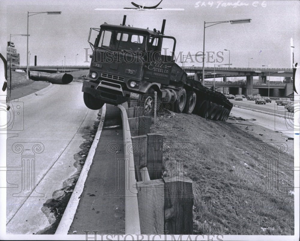 1970 Truck Accident on Detroit Freeway - Historic Images