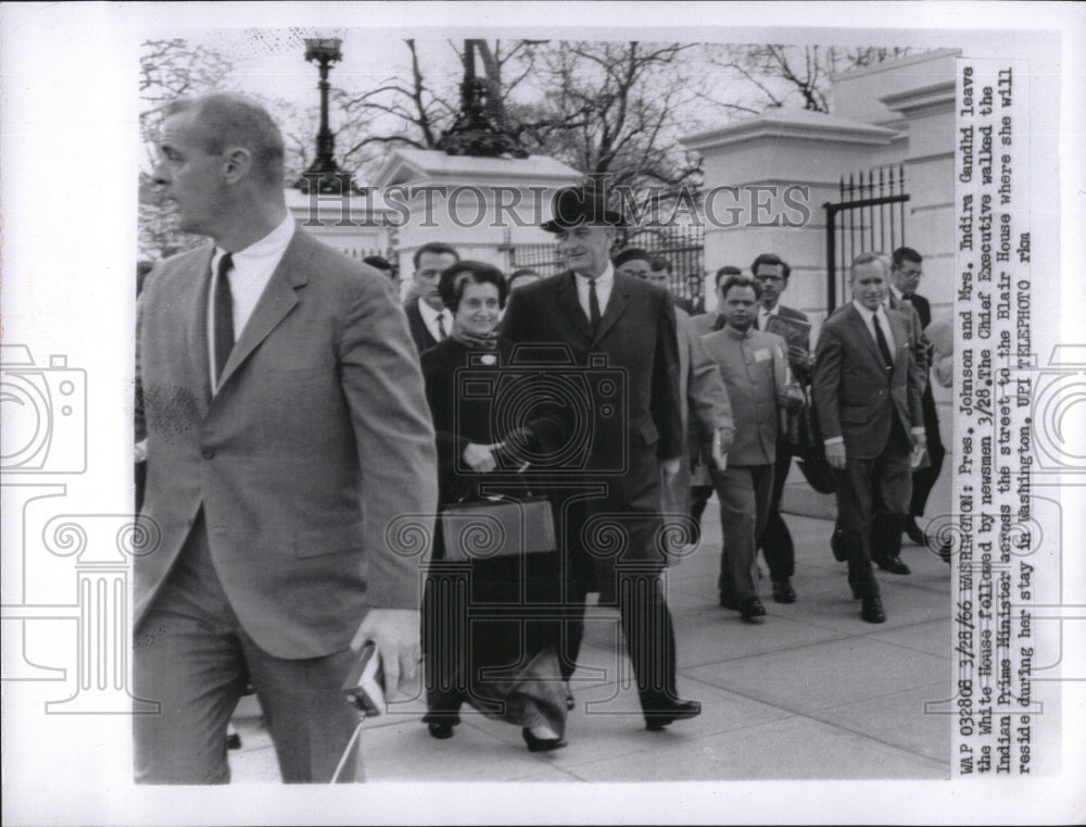 1966 President Lyndon B. Johnson, Mrs. Indira Gandhi - Historic Images