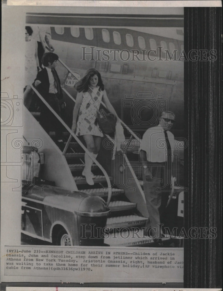 1970 Press Photo John and Caroline Kennedy, Aristotle Onassic - RSM13051 - Historic Images