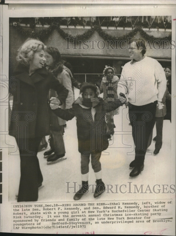 1971 Press Photo Ethel Kennedy, Sen. Edward Kennedy, at Rockefeller Center - Historic Images