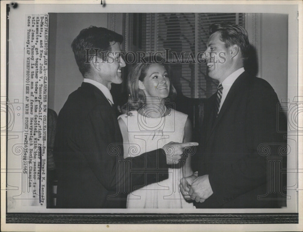 1965 Press Photo Sen &amp; Mrs Edward M. Kennedy, Rep John Tunney - RSM13229 - Historic Images