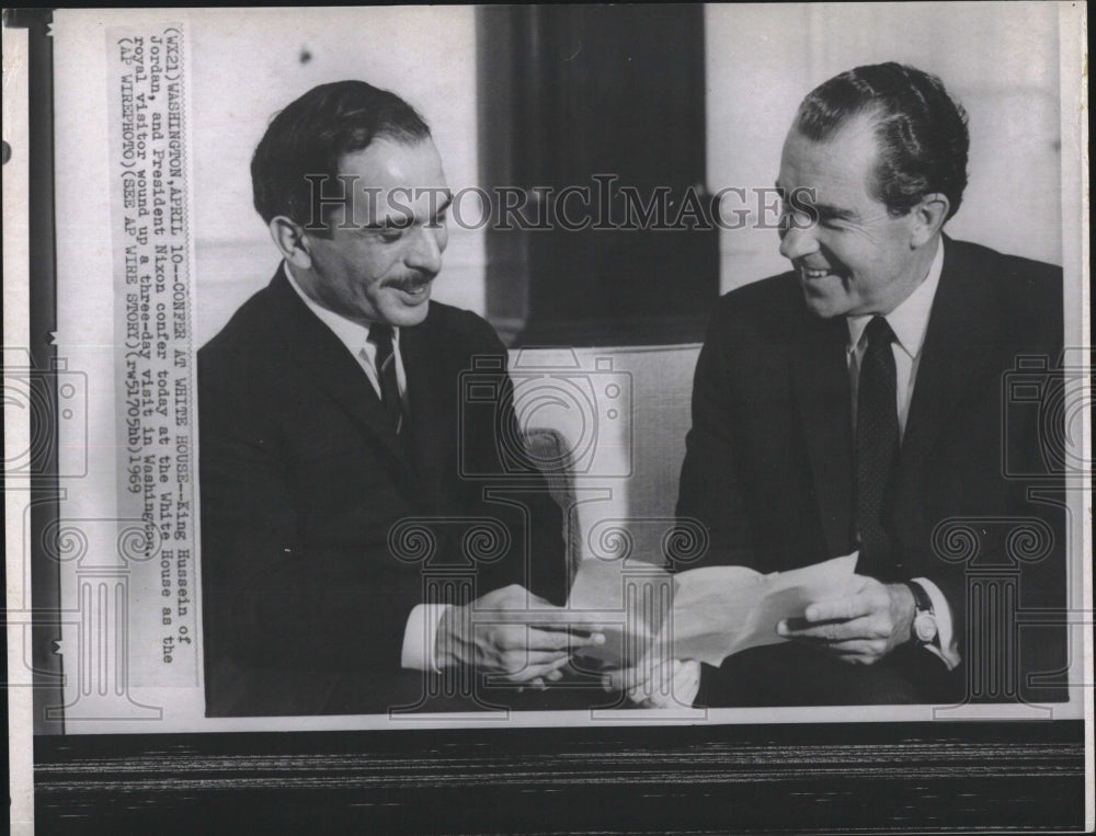 1969 Press Photo King Hussein, Jordan, US President Nixon - RSM13385 - Historic Images