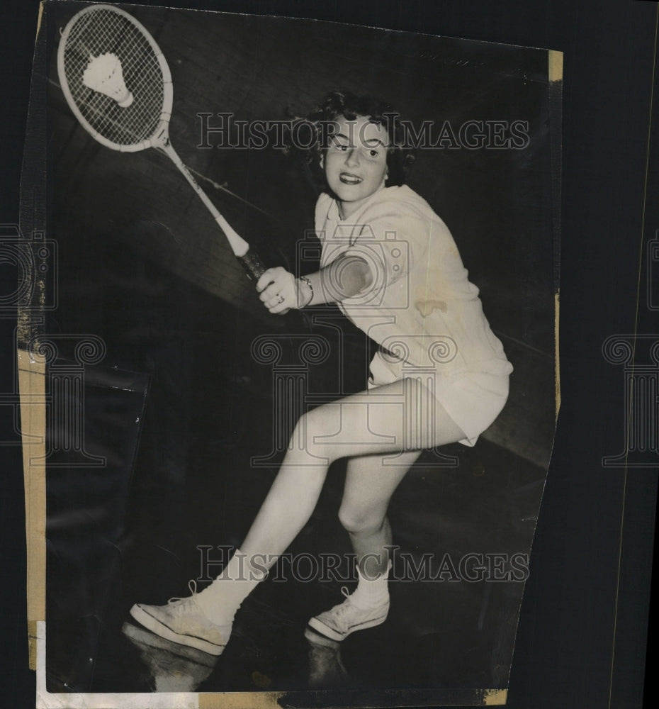 1955 Press Photo Linda Flack Baltimore Badminton player New England Tournament - Historic Images