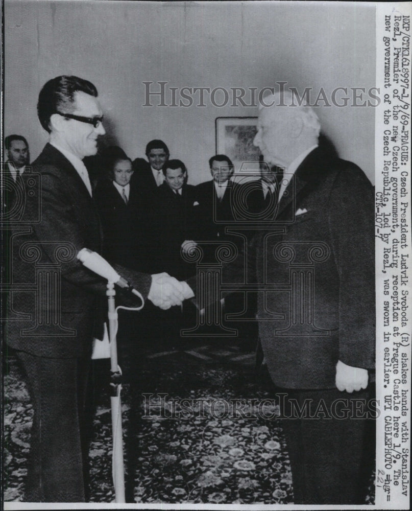 1969 Press Photo Czech President Ludvik Svoboda Stanislav Rezl Premier Prague - Historic Images