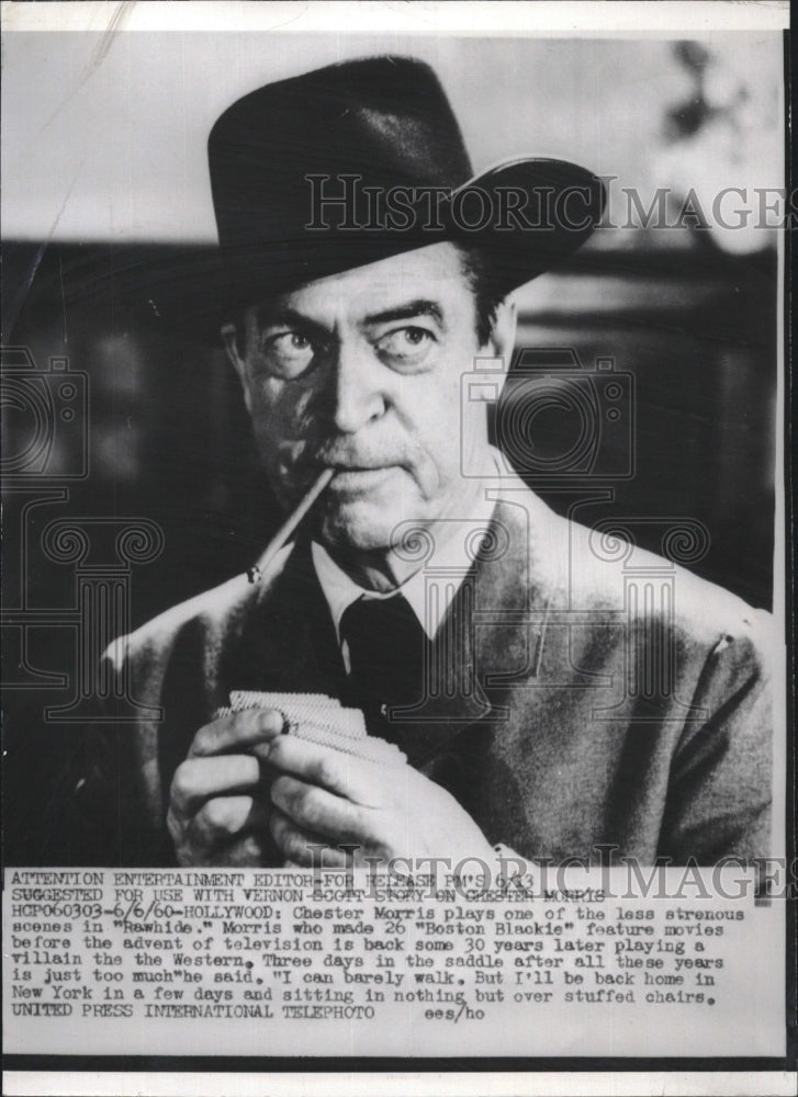 1960 Press Photo Actor Chester Morris Star Of "Boston Blackie" And "Rawhide" - Historic Images