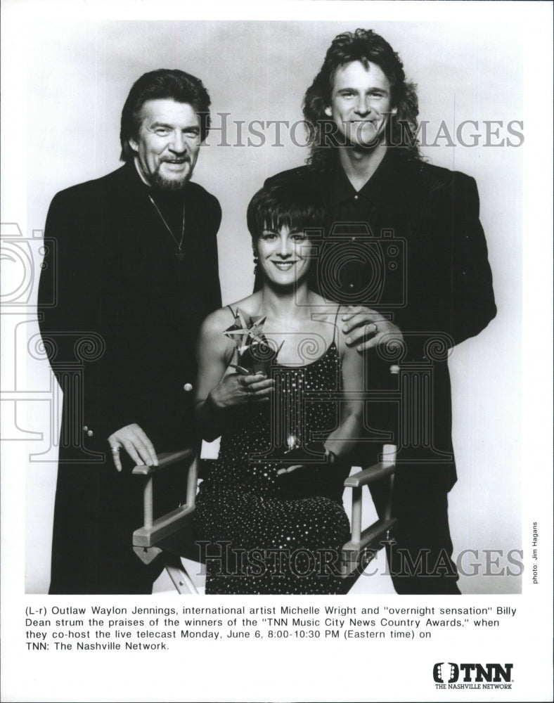 Press Photo Waylon Jennings Michelle Wright Billy Dean Nashville Network - Historic Images