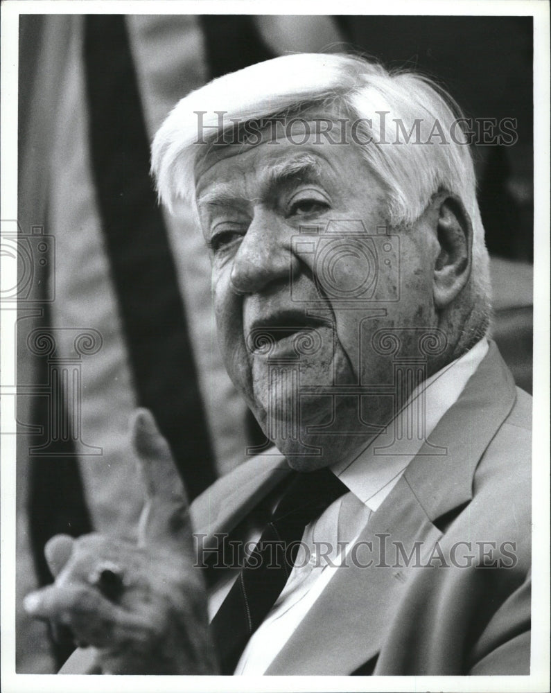 1990 Press Photo Tip O&#39;Neill former speaker State Democratic party JFK building - Historic Images