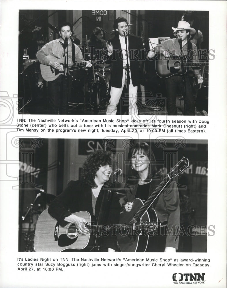 Press Photo Cheryl Wheeler Doug Stone Mark Chesnutt Tim Mensy Nashville Network - Historic Images