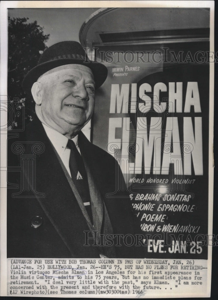 1966 Violin virtuoso Mischa Elman Music Center Los Angeles - Historic Images