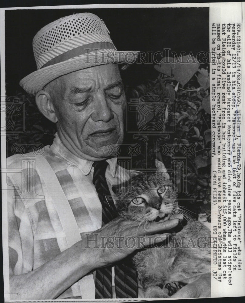 1968 William J. Fields Holding 20 Year Old Cat Flatnose - Historic Images