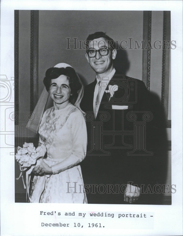 1961 Press Photo Dr Ruth Westheinmer &amp; husband in wedding photo - RSM15965 - Historic Images