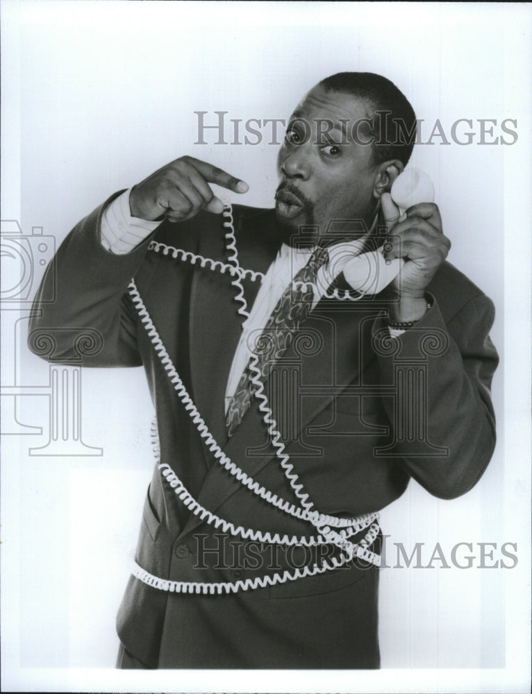 1990 Press Photo Comedian Brad sanders stars in &quot;Clarence&quot; - RSM16215 - Historic Images