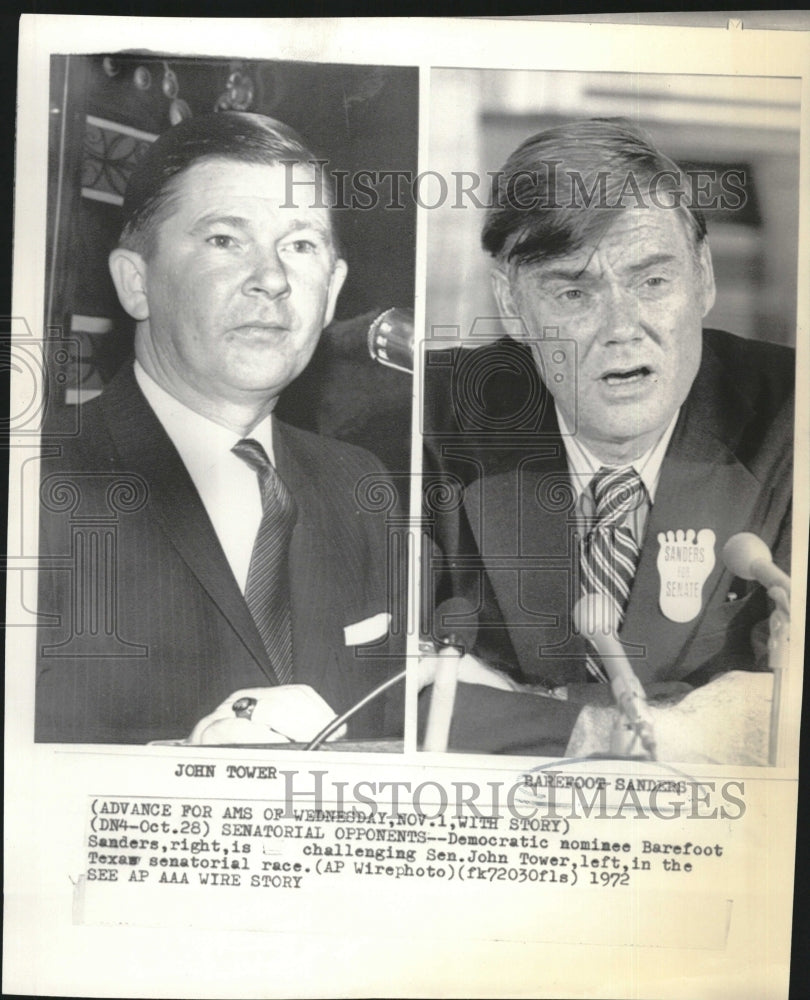 1972 Press Photo Democrat Barefoot Sanders &amp; Sen. John Tower - RSM16217 - Historic Images