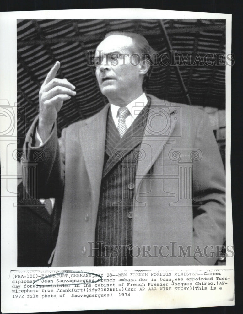 1974 Press Photo New French Foreign Minister Jean Sauvagnargues - Historic Images