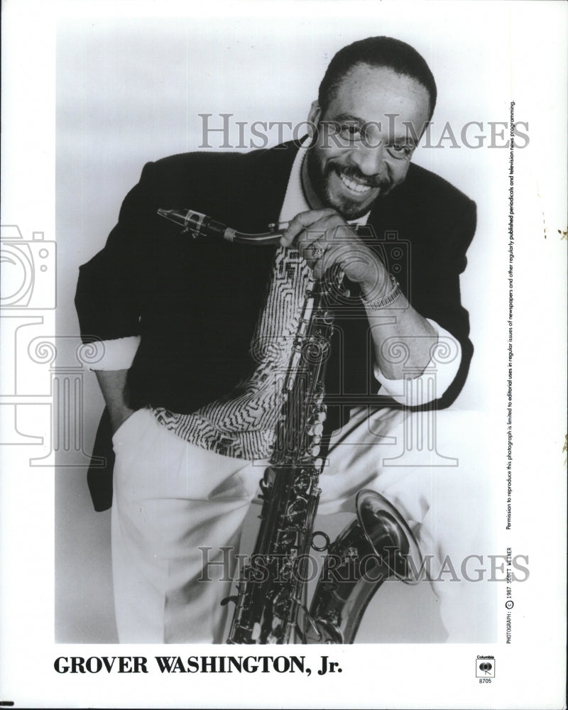 1987 Press Photo Grover Washington Jr, Musician Saxophone Player - Historic Images