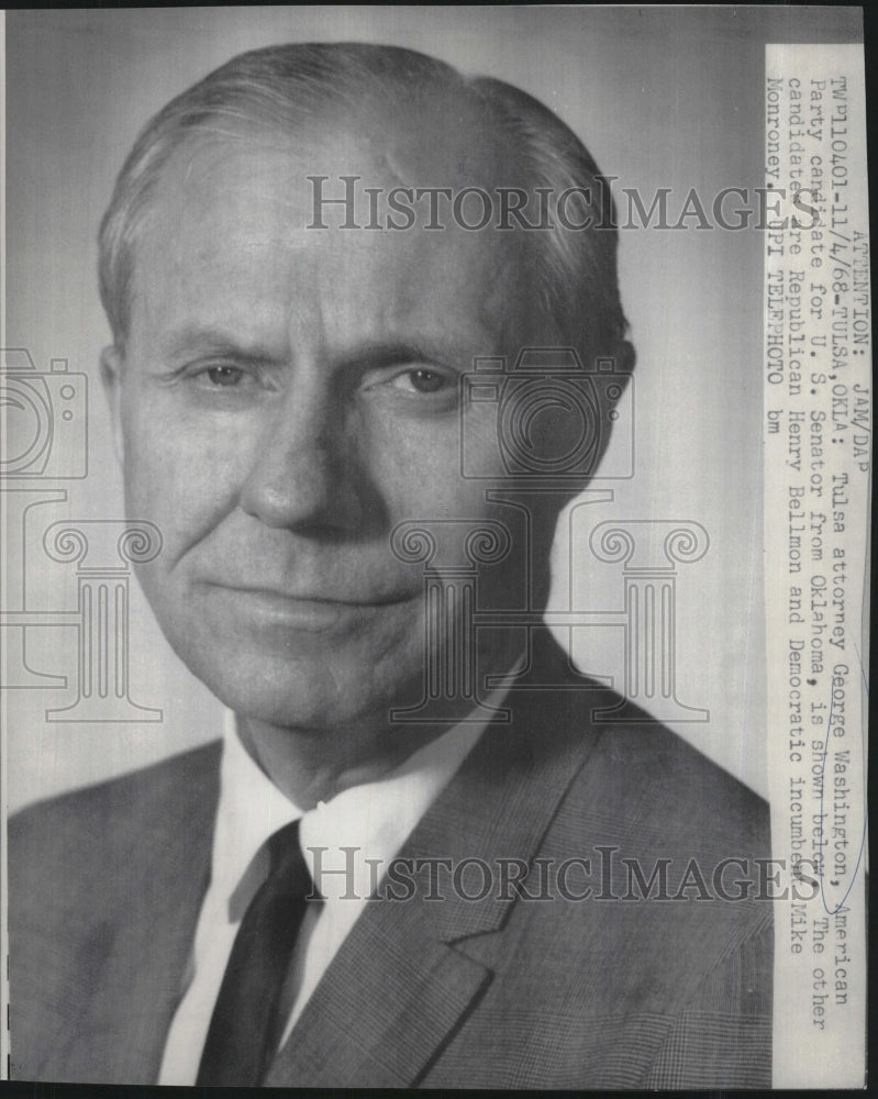 1968 Press Photo Tulsa Attorney George Washington U.S. Senator Candidate - Historic Images