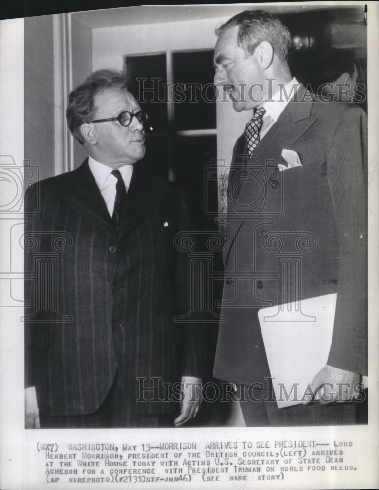 1946 Press Photo Lord Herbert Morrison, President of the British Council - Historic Images