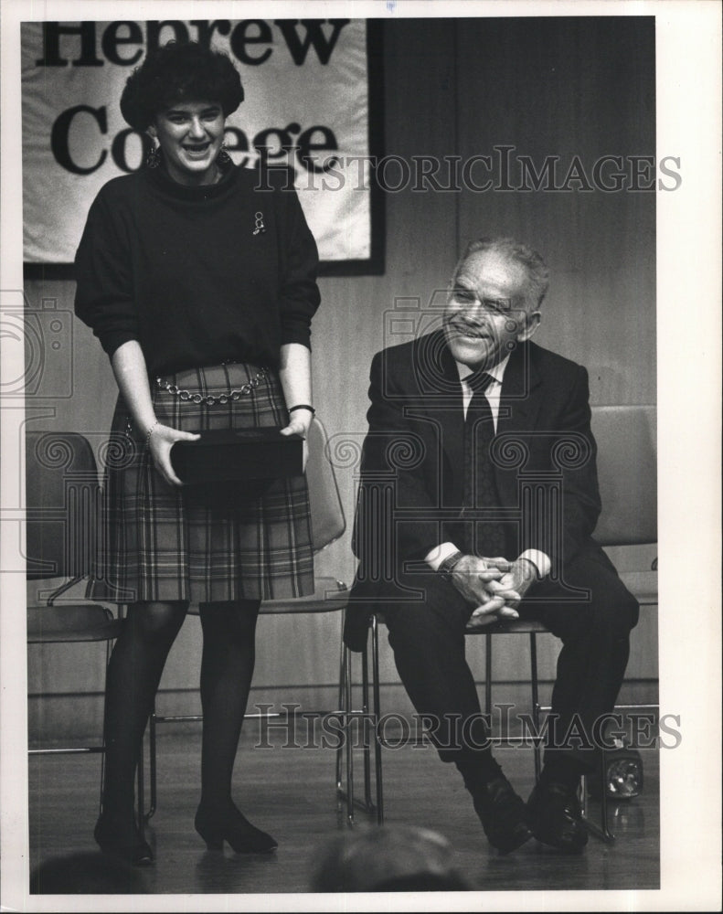 1991 Press Photo Ilana Garber, Yitzhak Shamir, Hebrew College - RSM16577 - Historic Images