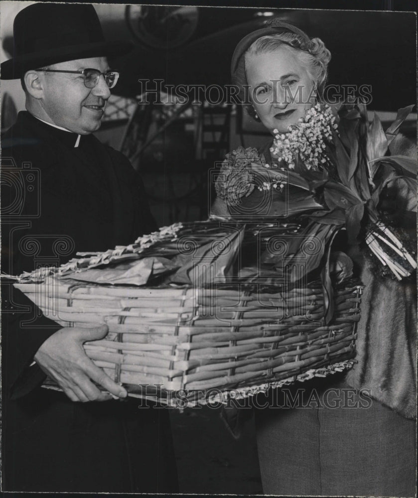 1957 Press Photo Father Armand Morissette, Mildred E. Bixby - RSM16653 - Historic Images