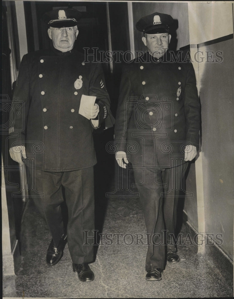 1957 Press Photo E. F. Connolly, Mark Morrison, Police, West Roxbury Trial - Historic Images