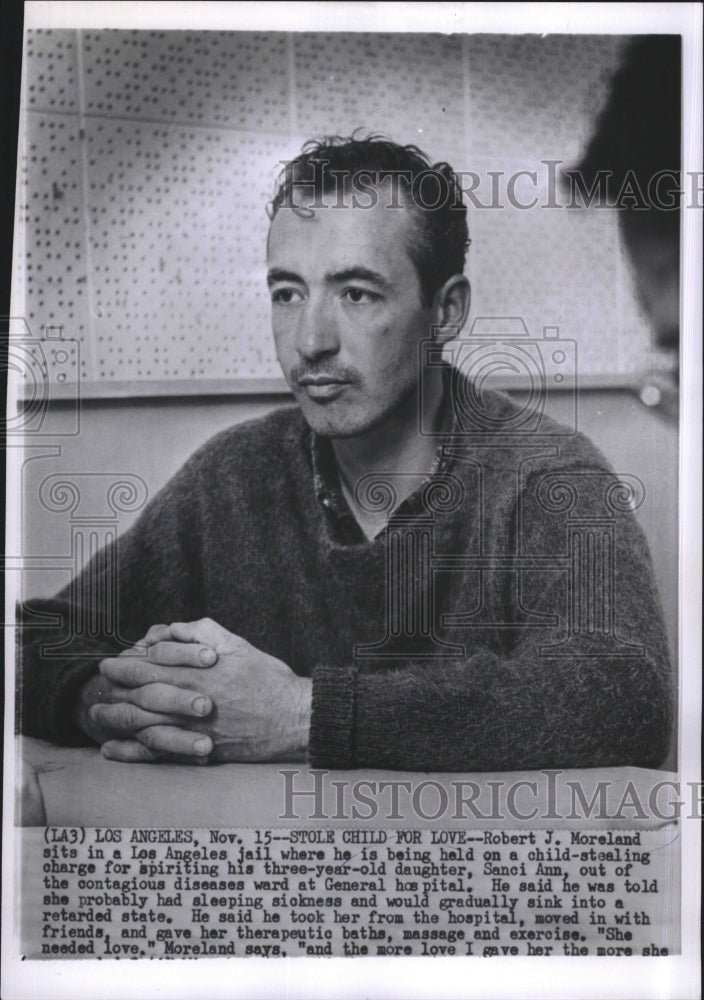 1963 Press Photo Robert J. Moreland, sits in a Los Angeles jail - Historic Images