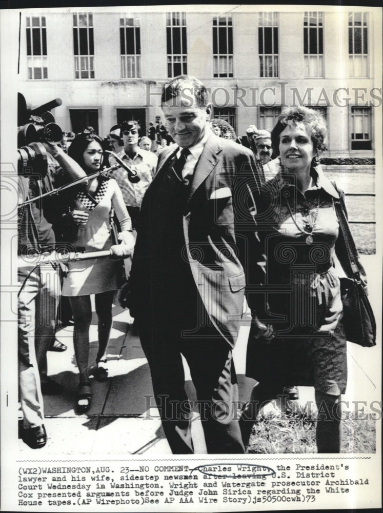 1973 Press Photo Charles Wright President Nixon Lawyer Leaves US District Court - Historic Images