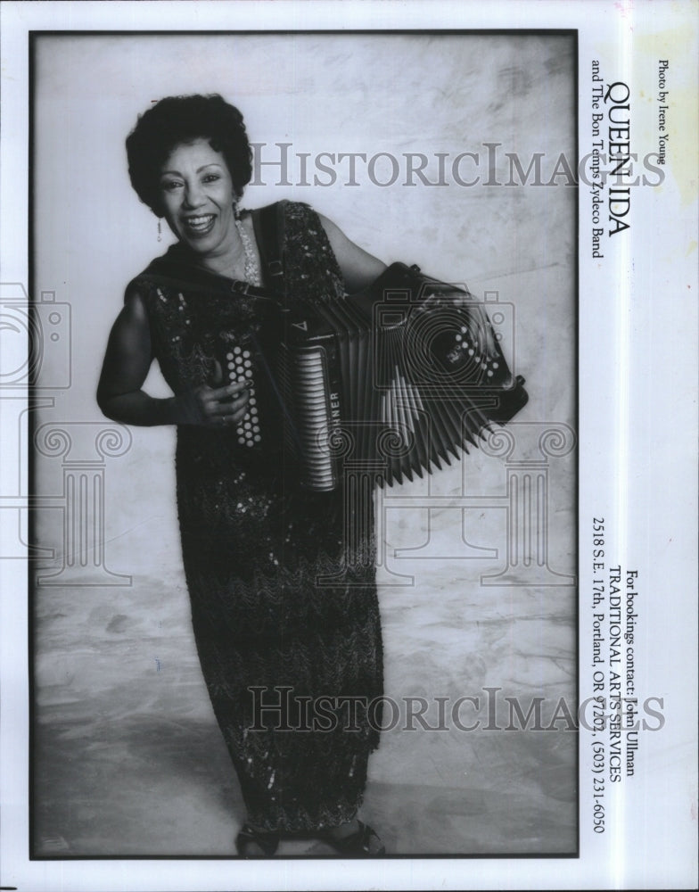 Press Photo Queen Ida  female accordion player to lead a zydeco band. - Historic Images