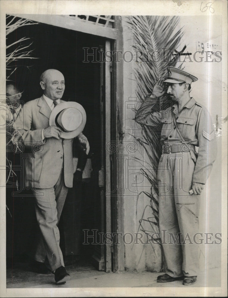 1946 Press Photo Amb Leland Morris, US Chief of Plebiscite observers leaving the - Historic Images