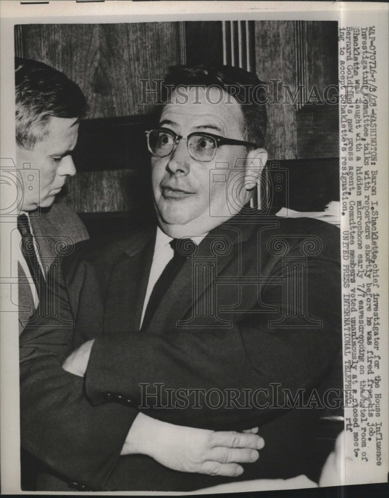 1958 Press Photo Baron Shacklette chief investigator for the House Influence - Historic Images