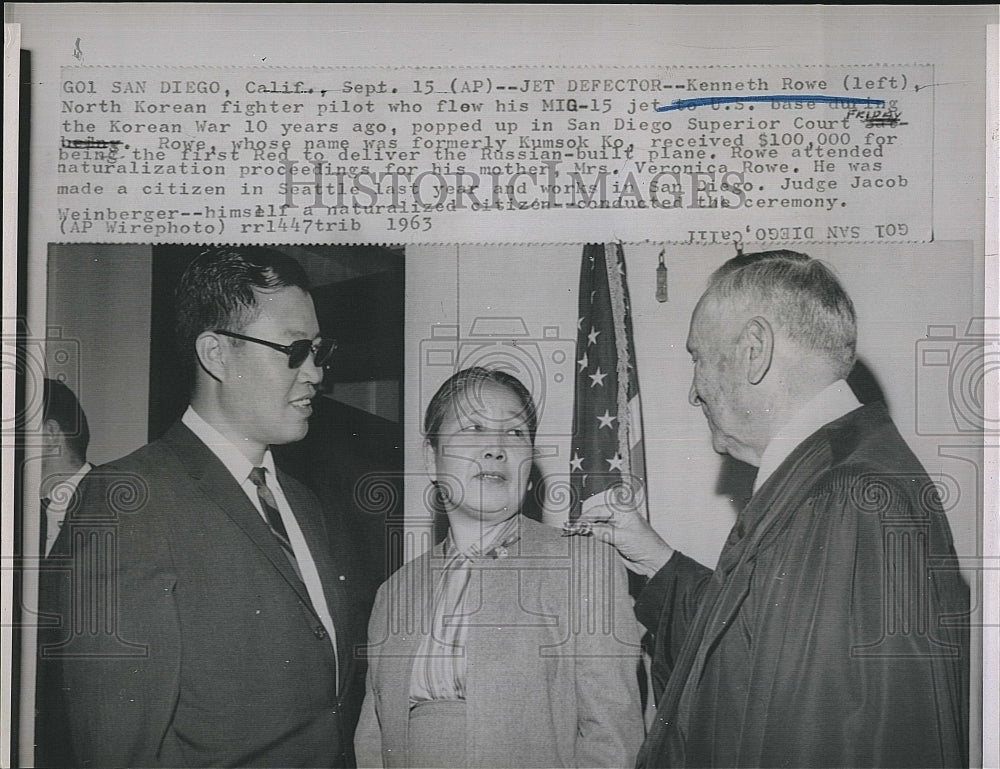1963 Press Photo Kenneth Rowe, North Korean fighter pilot who defected - Historic Images