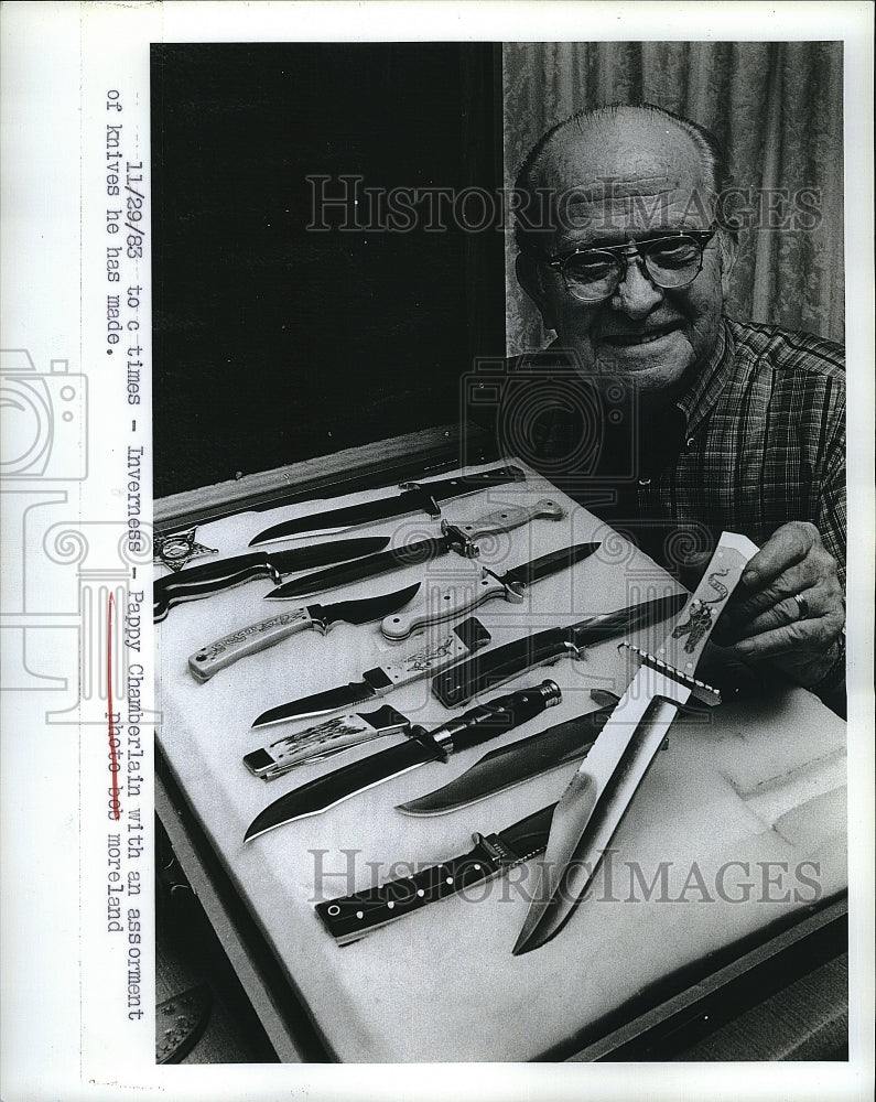 1983 Press Photo knife maker Pappy Chamberlain - Historic Images