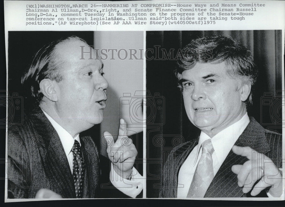 1975 Press Photo Al Ullman and Russell Long in Washington - Historic Images