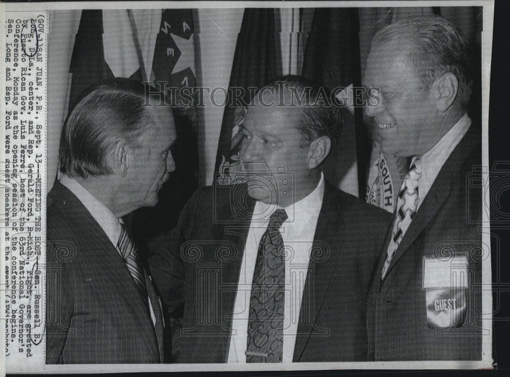 Press Photo Russell Long and Gerald Ford With Luis Ferre in Puerto Rico - Historic Images