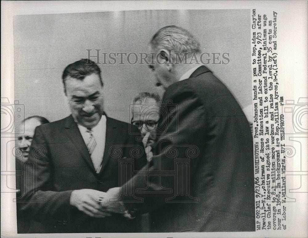 1966 Press Photo President Johnson, Rep. Adam Clayton Powell - Historic Images