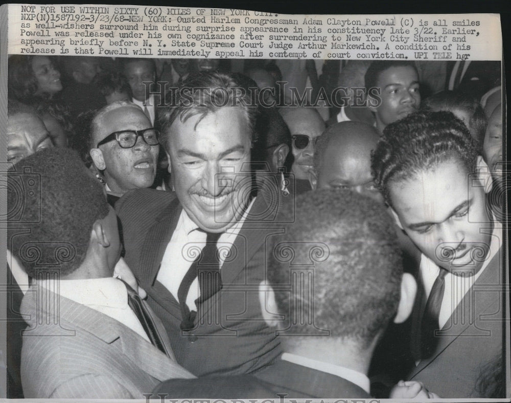 1968 Press Photo Ousted Harlem Congressman Adam Clayton Powell - Historic Images