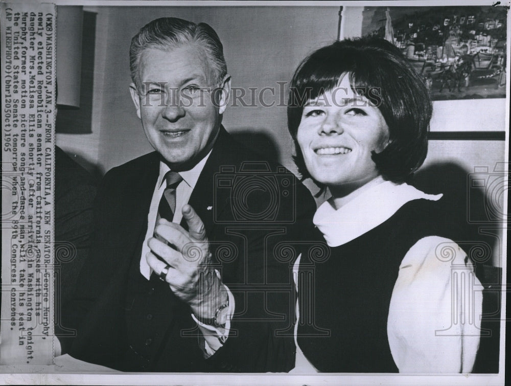 1965 Press Photo George Murphy, daughter Mrs. Melissa Ellis - Historic Images