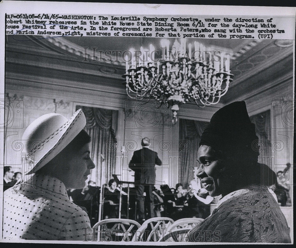 1965 Press Photo White House State Dining Room Louisville Symphony Orchestra - Historic Images