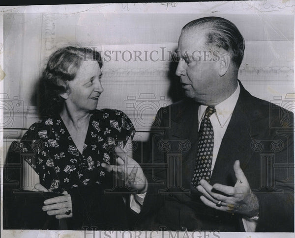 1949 Press Photo Columnist Westbrook Pegler, Mrs. Helen Kulesha ...