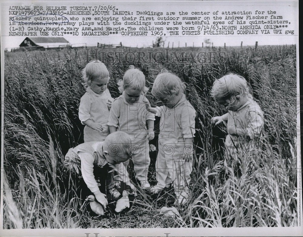 1965 Press Photo Fischer Quintuplets Cathy Maggie Mary ann Margie - Historic Images