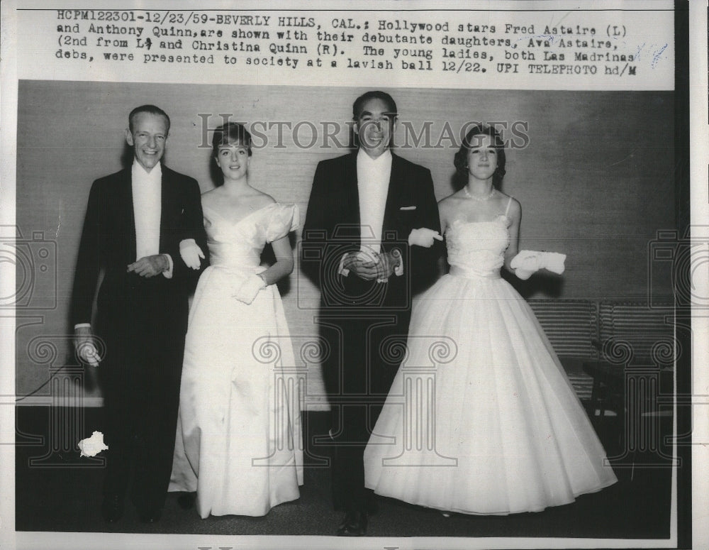 1959 Press Photo Fred Astaire & Anthony Quinn & their daughters Ava & Christina - Historic Images