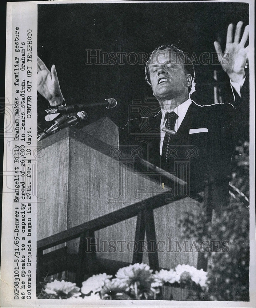 1965 Press Photo Evangelist Bill Graham in Denver - Historic Images