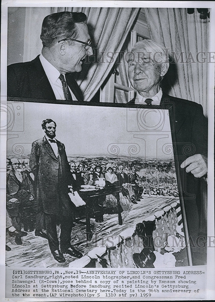 1959 Press Photo Carl Sandburg &amp; Congressman Fred Schwengel - Historic Images