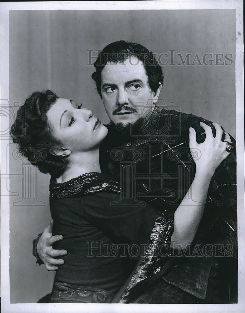 1954 Press Photo Stars of Macbeth Maurice Evans Judith Anderson - Historic Images